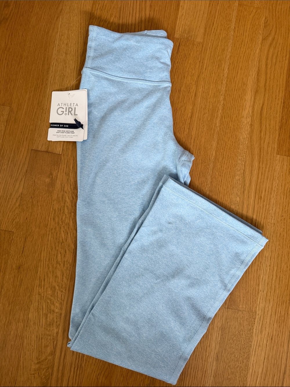 BNWT Athleta Girl Lt Blue flare pant